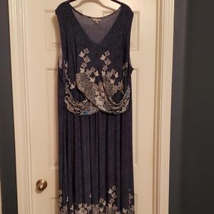 Avenue sz 30/32 sleeveless denim look maxi dress
